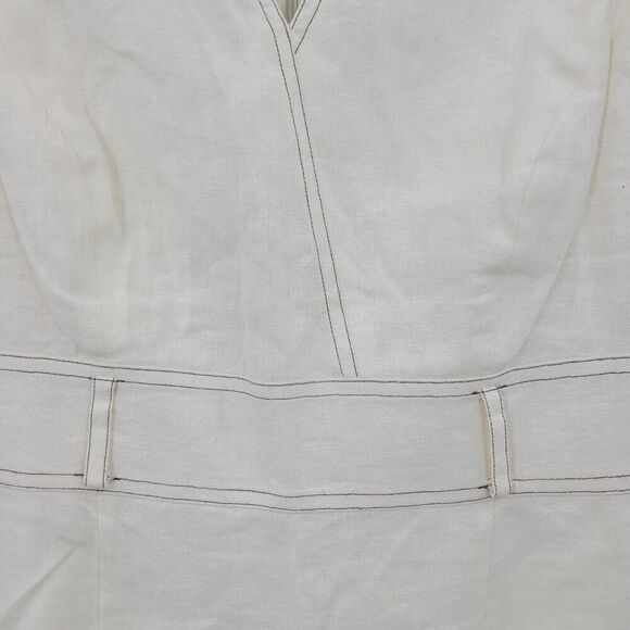 Antonio Melani Ivory Sleeveless Sheath Dress Sz 2 Linen Knee Length Old Money - Picture 8 of 11